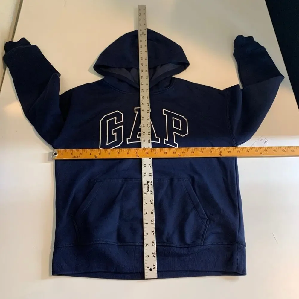 Gap Sweatshirt Girls XL Extra Large 12 Navy White Arch Logo Fleece Lined Hoodie